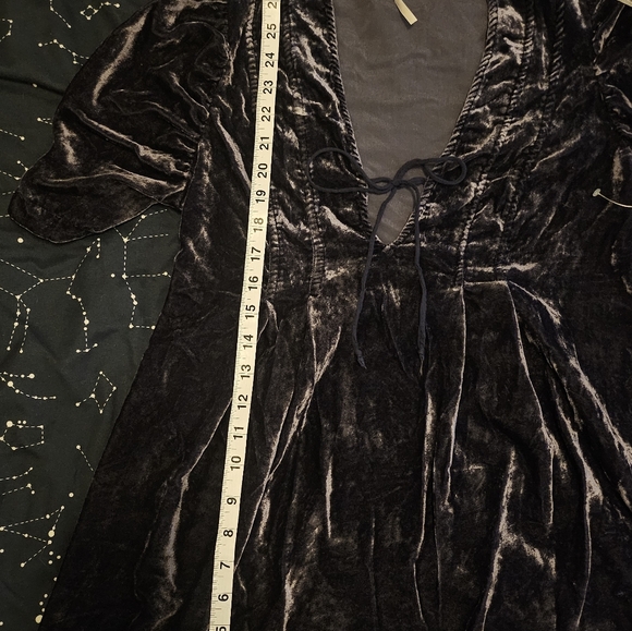 Free People Adelle Velvet Tunic Babydoll Dress Blue Size XS - Picture 8 of 10